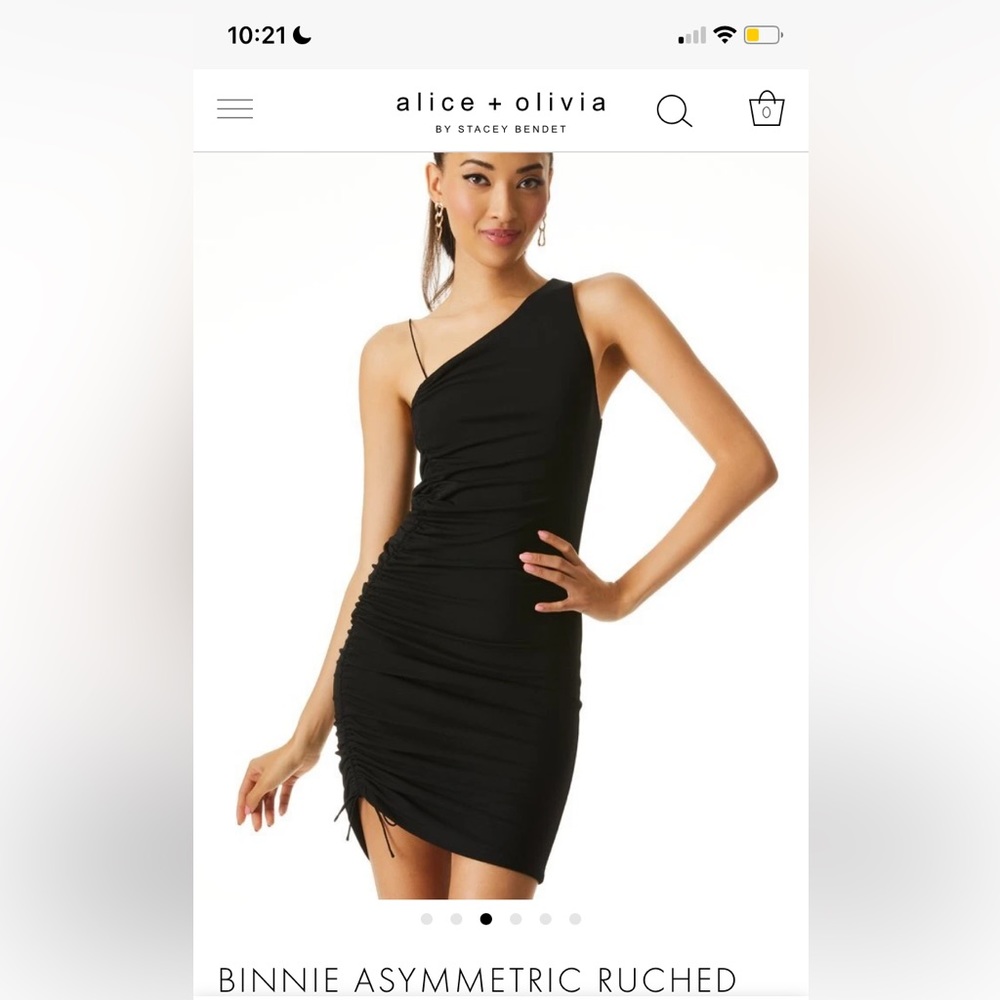 Alice and Olivia Binnie Ruched Black Dress